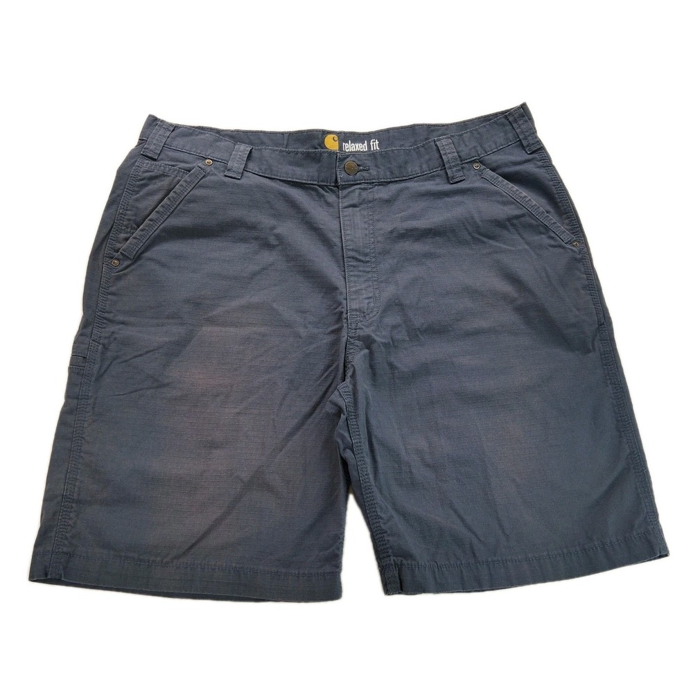 Carhartt Shorts Mens 40 Relaxed Fit Canvas 10" Inseam RipStop Snap Pockets Gray